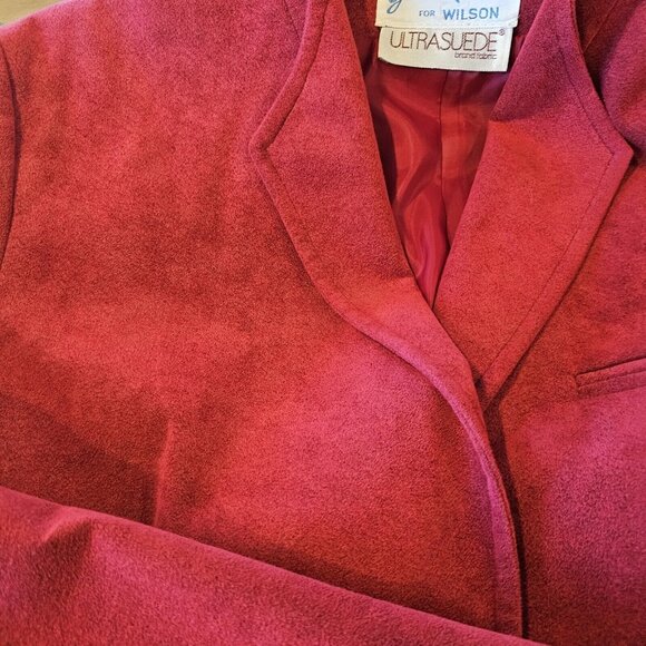 Vintage Womens Size 10 Red‎ Faux Suede Blazer 3 Button USA Wilsons Business - Picture 5 of 9